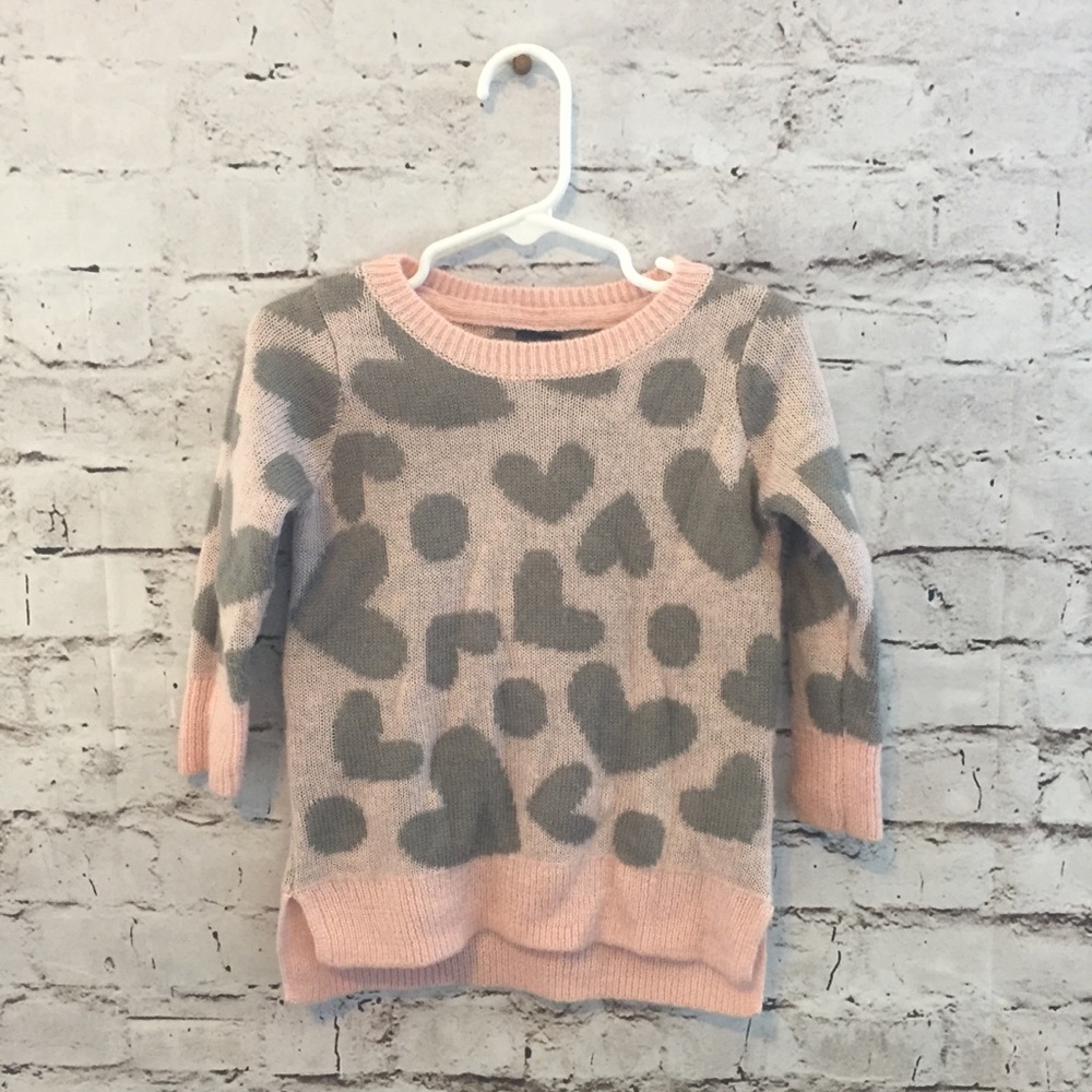 ⚡️HP⚡️Baby Gap Cozy Pink/Grey Heart Sweater 18-24M